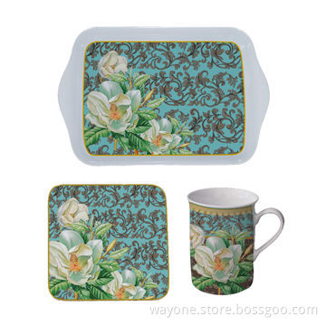 Tea Set, Made of 100% Melamine, Safe Contact with Food, Suitable for Promotions, Flower design